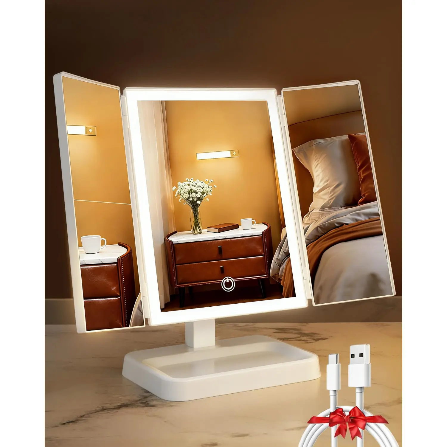 LED Lighted Vanity Mirror | Super Bright Dimmable Lights | Perfect for Makeup & Selfies