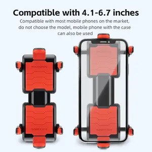 ROCKBROS Bike Phone Holder- Adjustable Motorcycle Phone Mount Handlebar Clip for Bicycle Scooter, Cell Phone Clamp for 4.1" - 6.7" Smartphones iPhone 14 Plus/Pro Max, 13 Pro Max, S9, S10 and More