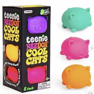 needoh Schylling Teenie Cool Cat - Sensory Fidget Toy - 3 Mini Groovy Globs in Assorted Colors - Ages 3 to Adult (Pack of 1)