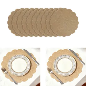 12pc Round Floral Jute Table Mats, 12.99 Inch Rustic Linen Placemats, Bulk Farmhouse Decor, Wedding Mat, Boho Style, Reusable