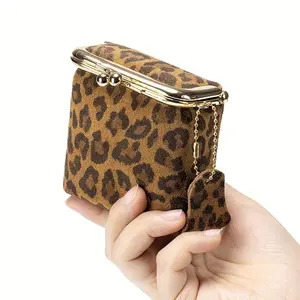 Mini Leopard Print Coin Purse for Women, Multi-Functional Zipper Pocket for Lipstick and Cards, Clip Design for Home and Travel, Zipper Card Holder