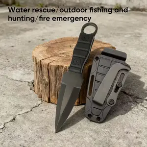Stainless EDC Outdoor Survival Knife with K-Sheath - Heavy-Duty Fixed Blade Tactical Knife, Full-Tang for Camping, Hiking, Bushcraft - Large Handle, Ideal Gift for Men & Fathers (s)