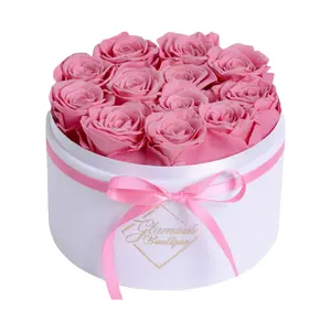 Eternal Prestige Velvet White | 12 Pink Roses Box Decor Eternal Prestige Velvet White | 12 Pink Roses Box Decor