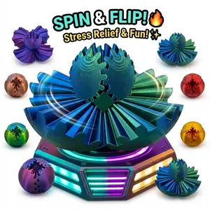3D Gear Rotating Ball, Decorative Figurine, Decoration Items, Design, 1 Set Creative Colorful Gradient Gear Desktop Statue, Office Model