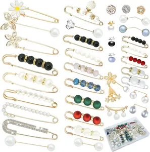 36 Pcs Pearl Brooch Pins – Double Faux Pearl Safety Pins for Women, Stylish Decorative Pins for Sweaters, Shawls, Hats, Dresses, Pants & Fashion Accessories