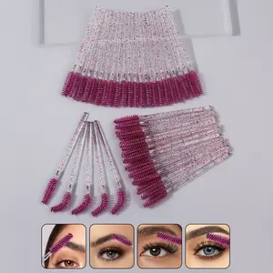 10/20/50/100 Portable DIY Eyelash Extensions Brushes for Travel, Soft Brush Heads, Spiral Eyebrow Brushes/eyelash Curling Comb Brushes, Multi-functional Makeup and Beauty Tools, Cosmetic