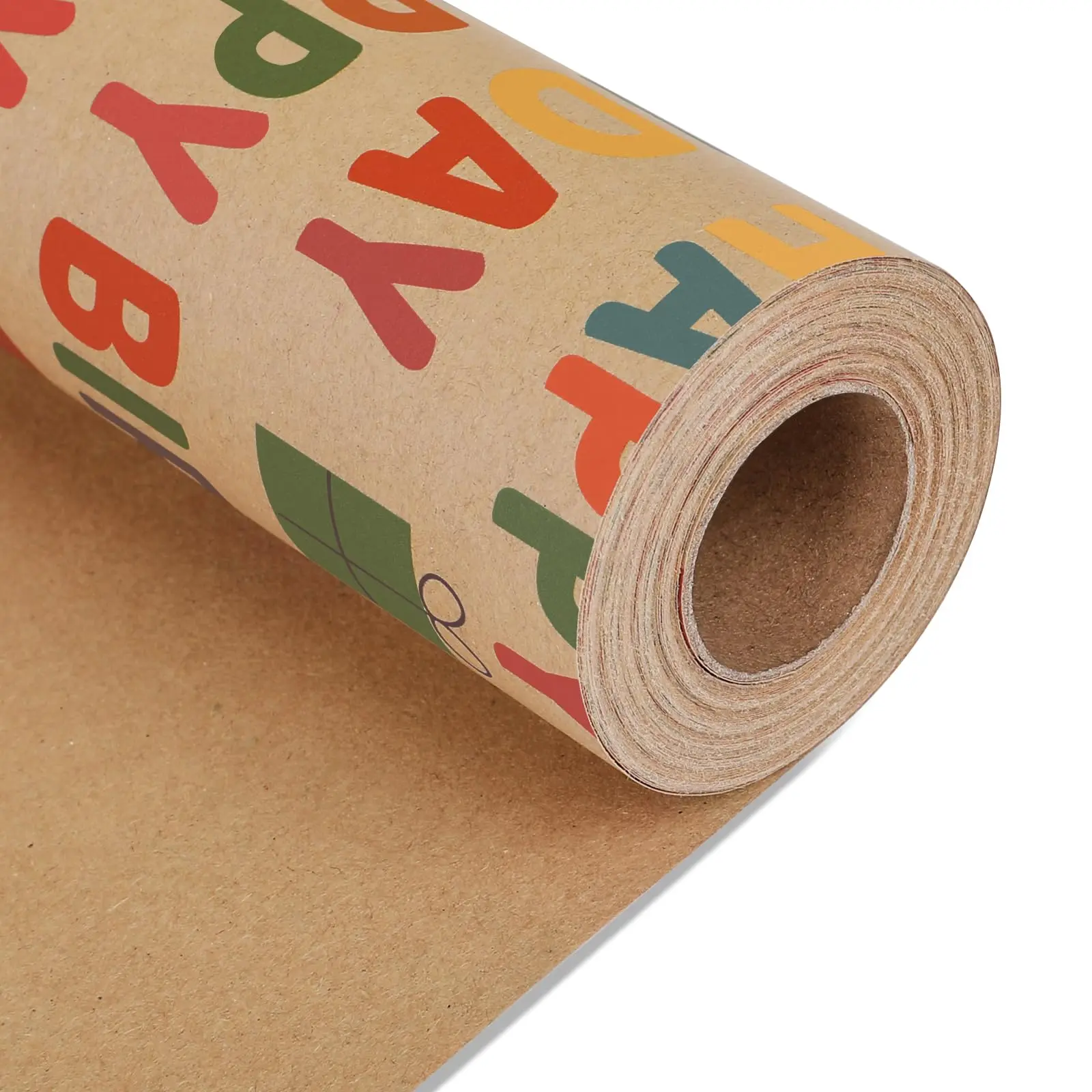 Birthday Wrapping Paper,Gift Wrapping Paper Roll,Kraft Wrapping Paper-17 inch X 32.8 Feet Per roll,Colorful Happy Birthday Pattern For Boys Girls, Perfect For Birthdays Party, Baby Shower