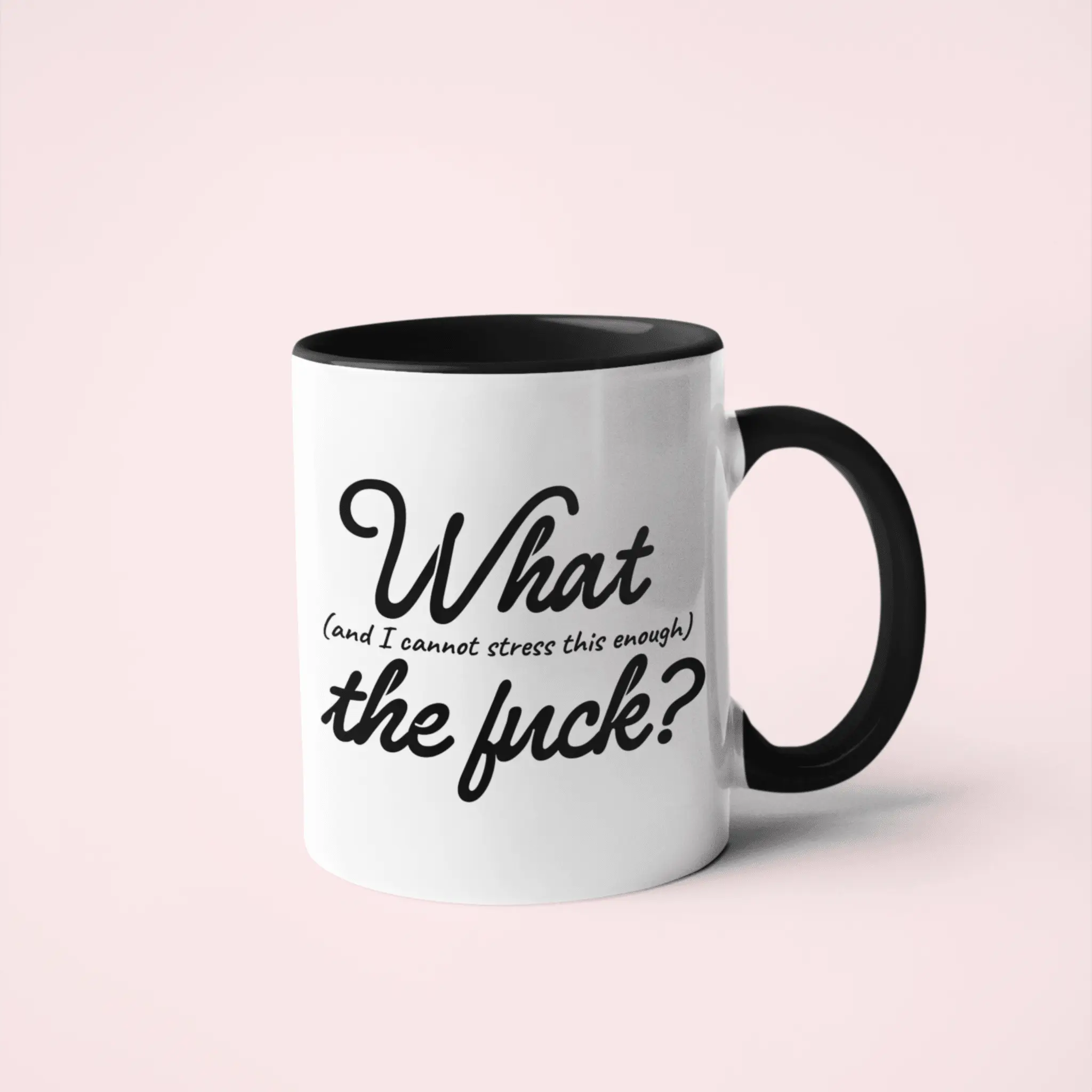 Contemporary Letter Print Ceramic Coffee Mug with Handle - Bold "What the F" Print, Reusable Washable Colorful Mugs, Kitchenware Drinkware for Daily Use