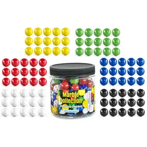 90PCS Chinese Checkers Glass Marbles, 15 Pieces Each Color, 14mm (9/16 Inch) Marbles With Practical Storage Container