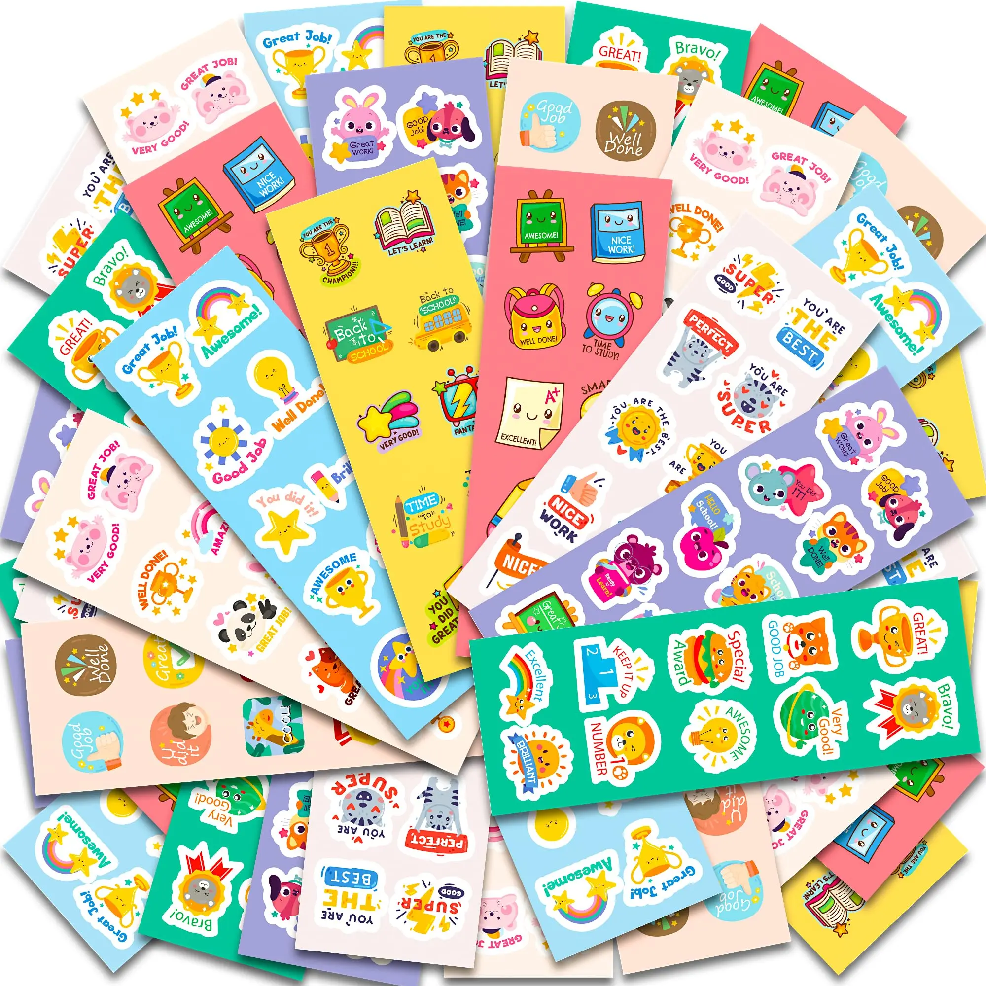 400PCS Back to School Stickers for Kids, Teacher Motivational Stickers, Colorful Waterproof Vinyl Stickers for School Supplies, Classroom Rewards & Gifts