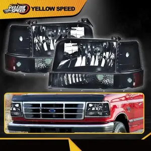 Headlights w/Corner Signal Bumper Lamps Fit For 92-1996 Ford Bronco F150/250/350