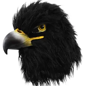 Black Eagle Mask Novelty Latex Hawk Mask Closed Mouth Eagle Head Mask Animal Costume Bird Mask for Party Festival Halloween Masquerade Accessories