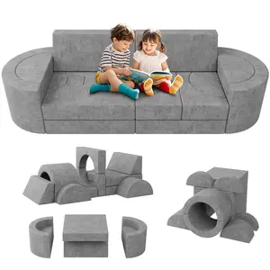 Christmas Scabine 16-Piece Modular Kids Play Couch – Semi-Circular Handrail Sofa for Playroom & Bedroom, kid couch for play couch Bean Bag Furniture