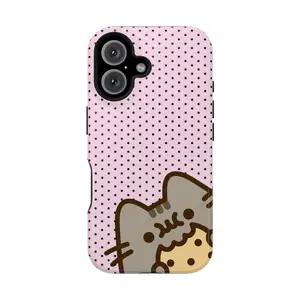 Pusheen The Cat Phone Case, Polka Dot Shockproof Case Cover Compatible With iPhone
