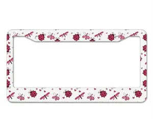 Ladybug License Plate Frame, Cute Pink Car Accessories, Kawaii Polka Dot Tag Holder, Girly Auto Gift for Women
