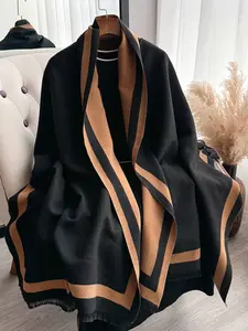 Women's Elegant Fitted Scarf, Warm Woven Fabric, All-Season Fashion Accessory, Stylish Plain Design, Trendy Solid Shawl, Perfect for Daily Wear, Scarf Wrap