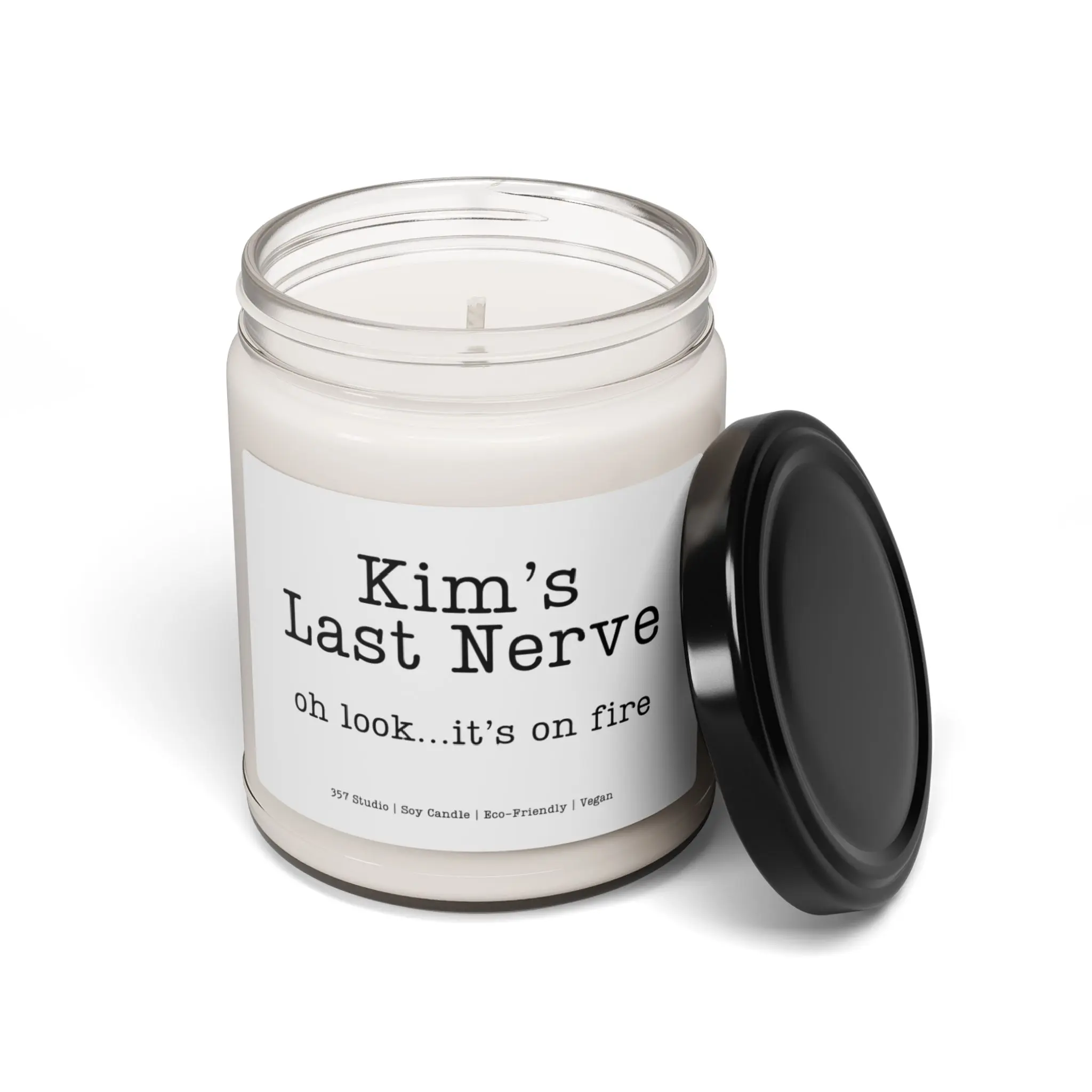 🔥 "Kim's Last Nerve, Oh Look...It's on Fire!" Custom Name Funny Candle | Personalized Scented Candle Gift Decor Glass