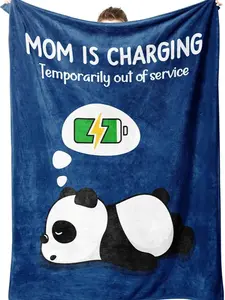 Craftique Funny Gifts for Mom Birthday Valentines Day - Mom is Charging Blanket- New Moms Gifts for Women, Super Soft Blanket Throw for Napping Travel, 60”×50”