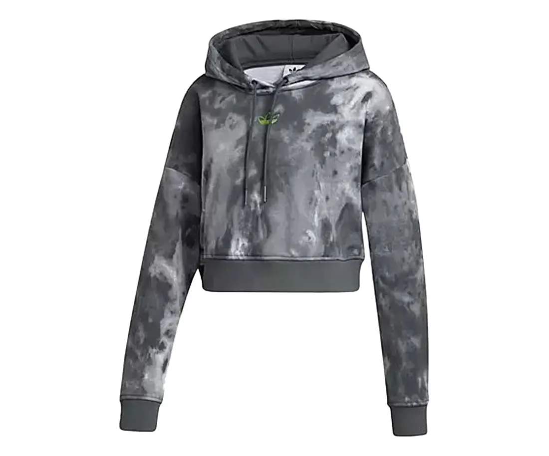 Adidas Originals Women's Tie-Dye Activewear Hoodie, a Sporty Chic Pullover with a Modern Crop Cut and Hooded Neck, Brand Clothing, Active Sports