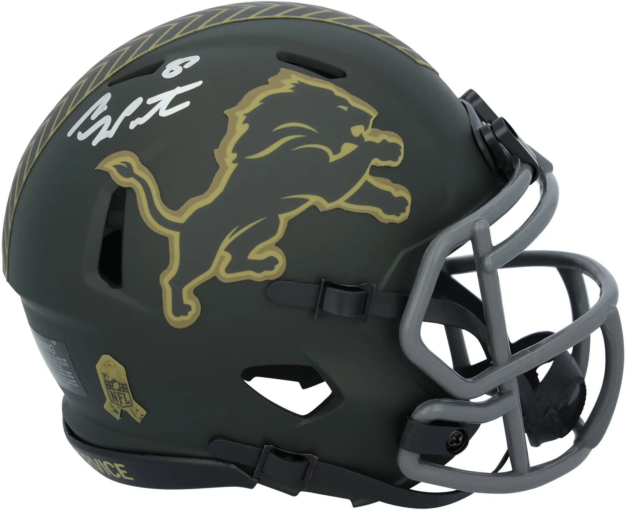 Sam LaPorta Detroit Lions Autographed Riddell 2025 Salute To Service Speed Mini Helmet - Fanatics Authentic Certified