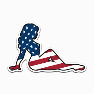 American Flag Mudflap Girl Sticker – Right Side Trucker Mama Vinyl Decal for Semi Trucks 47L