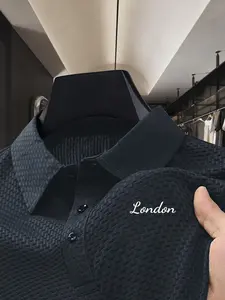 Men's Regular Fit London Print Polo Shirt, Casual Short Sleeve Half Button Collar Top for Summer, Fashion Men's Clothes for Daily Wear, Gamis