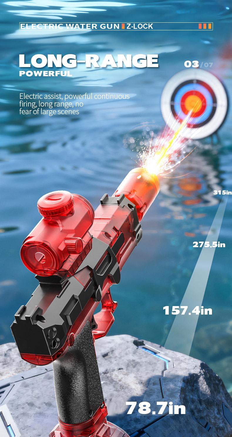 2026 Ultimate Battle Powerful Electric Water Gun, IP67 Waterproof, Automatic Squirt Pistol with Glowing Realistic Muzzle 320cc Strong Outdoor Toy forKids, Summer Fun Water Gun