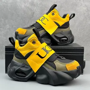 Trendy Chunky Sole Men's Sneakers Heightening Comfort Breathable Street Sports Casual Shoes for All Occasions