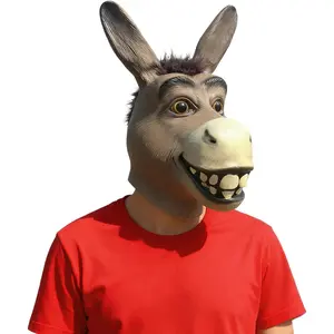 Donkey Mask, Latex Animal Head Mask, Novelty Deluxe Party Cosplay Animal Costume for Hallow​een Festival Ball Party Props,party hat,face mask,Prank props Gifts for friends