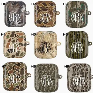 Monogram Camo AirPods Case, Hunting Camo AirPods Case Cover For Airpods Gen 1 2 3 4, Airpods Pro 1 2 3, Bottomland Duck Camo EVODKT