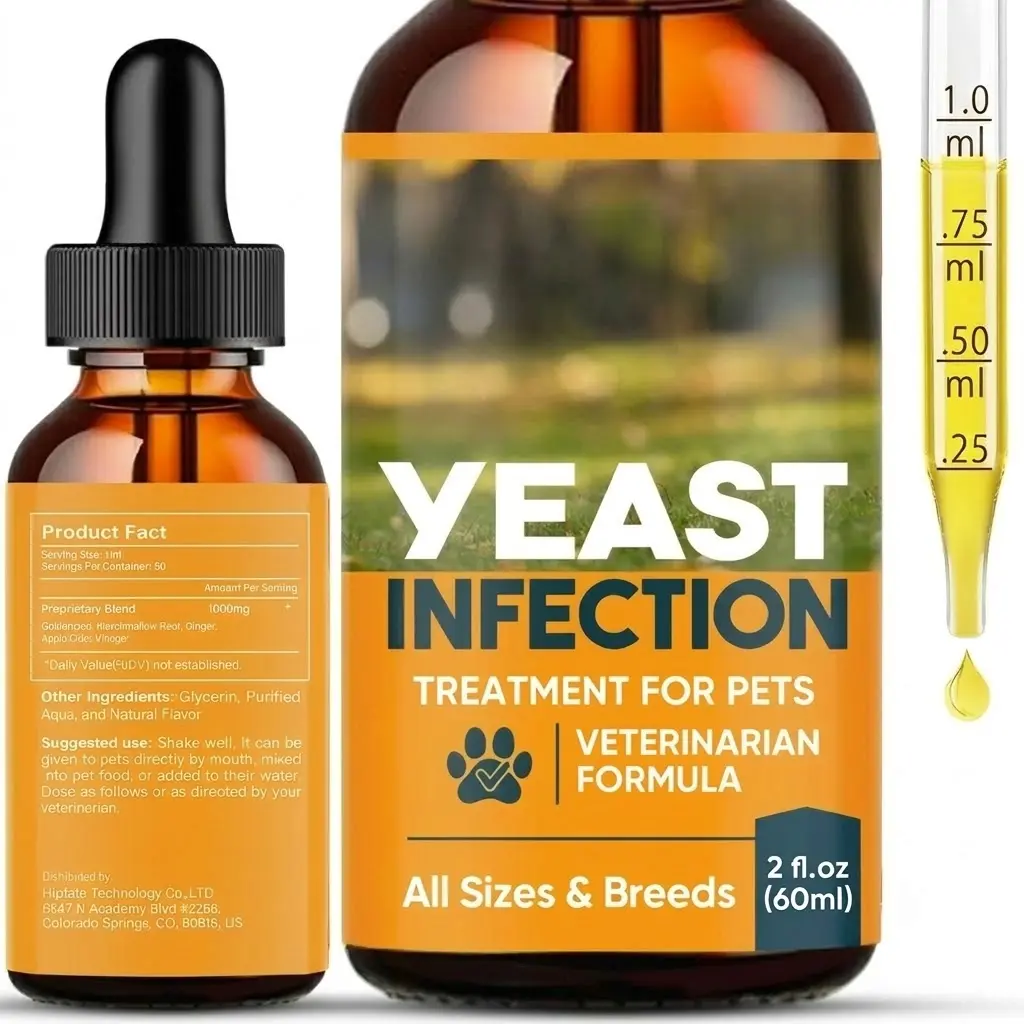 PetSafe Liquid Yeast Infection Treatment for Dogs & Cats - Veterinarian Formula, All Breeds, Aloe Vera, Green Tea Extract, Calming, Calms Irritated Areas, Skin Relief, Fur & Skin Care, Easy to Administer, Safe & Gentle, 2 fl oz Bottle, 60 Servings, Natura