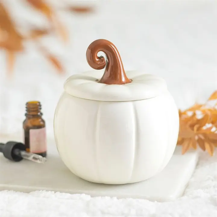 White Curly Pumpkin Tealight Wax Warmer - High Quality Wax Warmers for Wax Melts, Compatible with illuminatedbymia Gel Wax Melts, Decorative Wax Warmers for Wax Melts