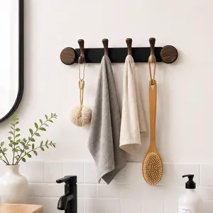 Aesthetic Walnut Wall Hooks | Clean & Cozy Home Organization