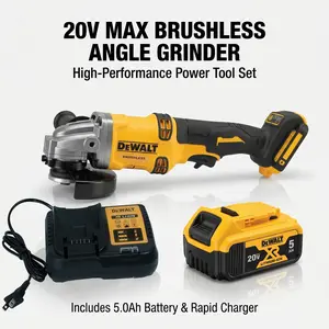 DEWALT DCG414  Brushless Angle Grinder,9000RPM No-load Speed,Equipped With Electronic Brake And Anti-kickback Protection, High Equivalent Power Design, 2.2kg Light Body, Applied For Industrial Metal Polishing Cutting And Surface Processing Work.