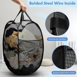 1pcs Mesh Folding Laundry Basket, Space-Saving Storage Basket, Suitable for Home, Dorm, Travel, Fashion Design