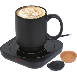 Coffee Mug Warmer & Mug Set for Desk, Electric Coffee Cup Warmer with Ceramic Mug, Smart Heated Coffee Mug with Auto Shut Off for Office/Home, Christmas/Birthday/Coffee Gifts for Men & Women, Black