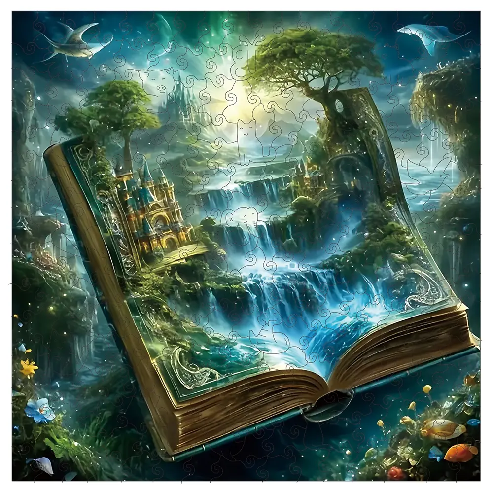 Magical Forest of Books Wooden Jigsaw Puzzle For Adults High-difficulty Magic Puzzle Intellectual Toy, Birthday Holiday Christmas Exquisite Gift, Family Game Home Decor, Wooden Handmade Puzzle, Wooden Puzzles