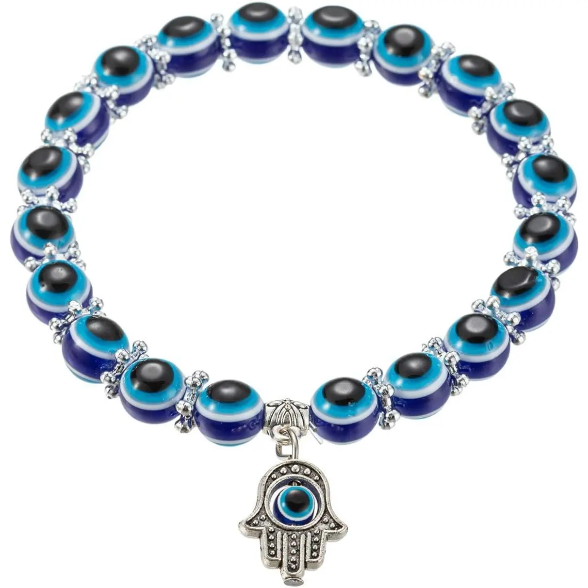 Unisex Handmade Hamsa Charm Amulet Adjustable Link Bracelet - Plastic Costume Jewelry for Protection, Luck, Daily Casual Wear