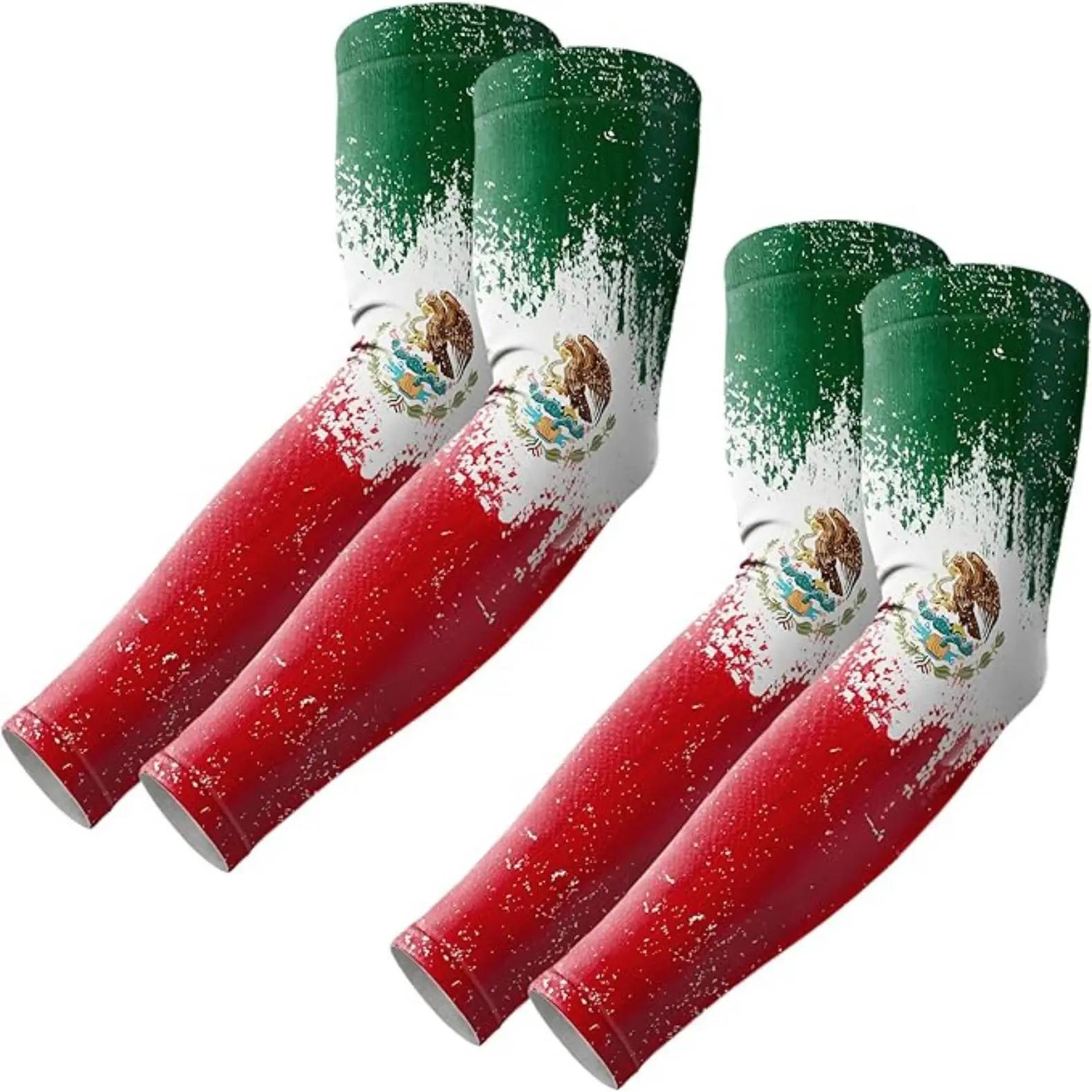 Breathable Cooling Arm Covers with Patriotic Mexican Print - Unisex Arm Sports Sleeves & Support with UPF 50+ UV Sun Protection, Patriotic Flag Cooling Arm Sleeves