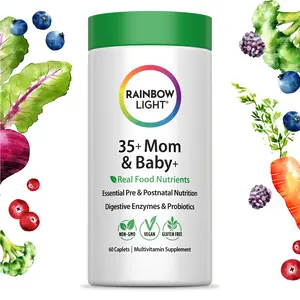 Rainbow Light 35+ Mom and Baby Multivitamin - Prenatal Vitamins Provide High-Potency Mom's Health and Baby's Development Support - With Folate and Iron - Vegetarian - 60 Count