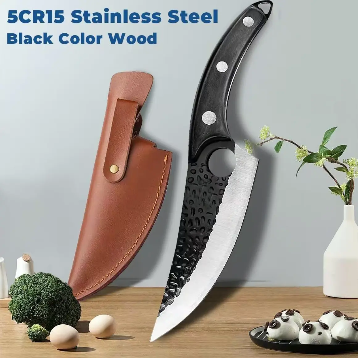Forged Full Tang Japanese Cooking Knife - Kitchen Butcher Boning Cleaver, Ideal BBQ Meat Cutting Tool, Wooden Handle Knife, Perfect Gift for Kitchenware Enthusiasts, Cooking Knives