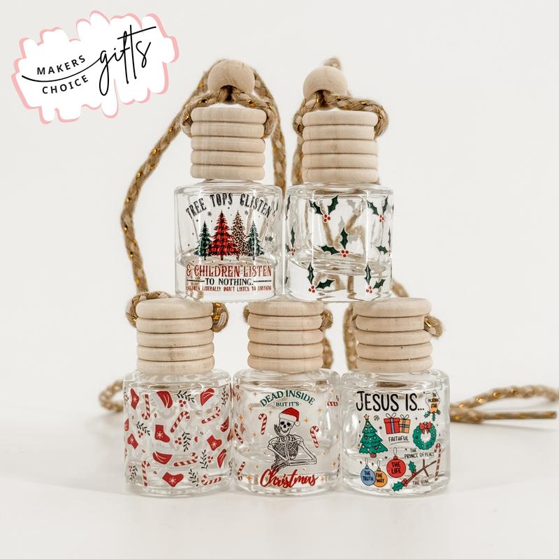 Holiday Scented Car Air Freshener Long Lasting Scented Diffuser for Rearview Mirror Clean Ingredients, Stocking Stuffer, Christmas Hanging Car Diffuser