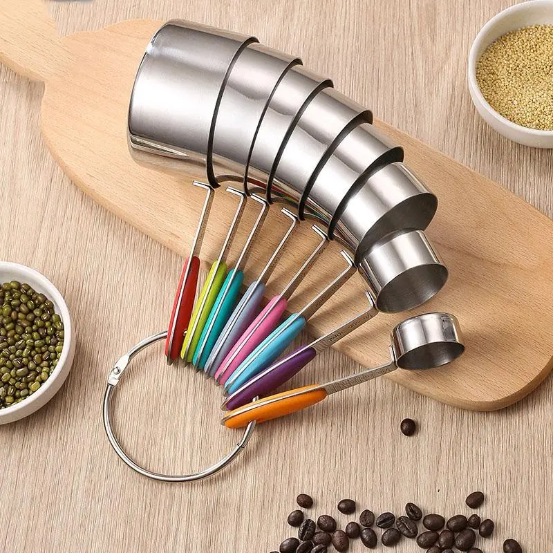 Stainless Steel Measuring Cup & Spoon Set, 8/17 Pcs Double-Ended Magnetic Measuring Cups & Spoons, Baking Tool Set for Home Kitchen, Food Measuring Tool, Utensils, Kitchen Gadgets, Measuring Cups And Spoons