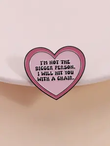 Sweet Cool Counterattack Brooch, Flower Brooch, Heart Letter I Will Hit You with a Chair Statement, Humorous Design, Straightforward Emotion Jewelry, Fashion Accessory