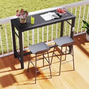 Kromax Waterproof Bar Height Table with Bottle Opener，Rectangular Pub Table, High Top Coffee Table,Small Entryway, Dining Room, Kitchen Table ,Weather Resistant,Pool Deck, Lawn, Courtyard