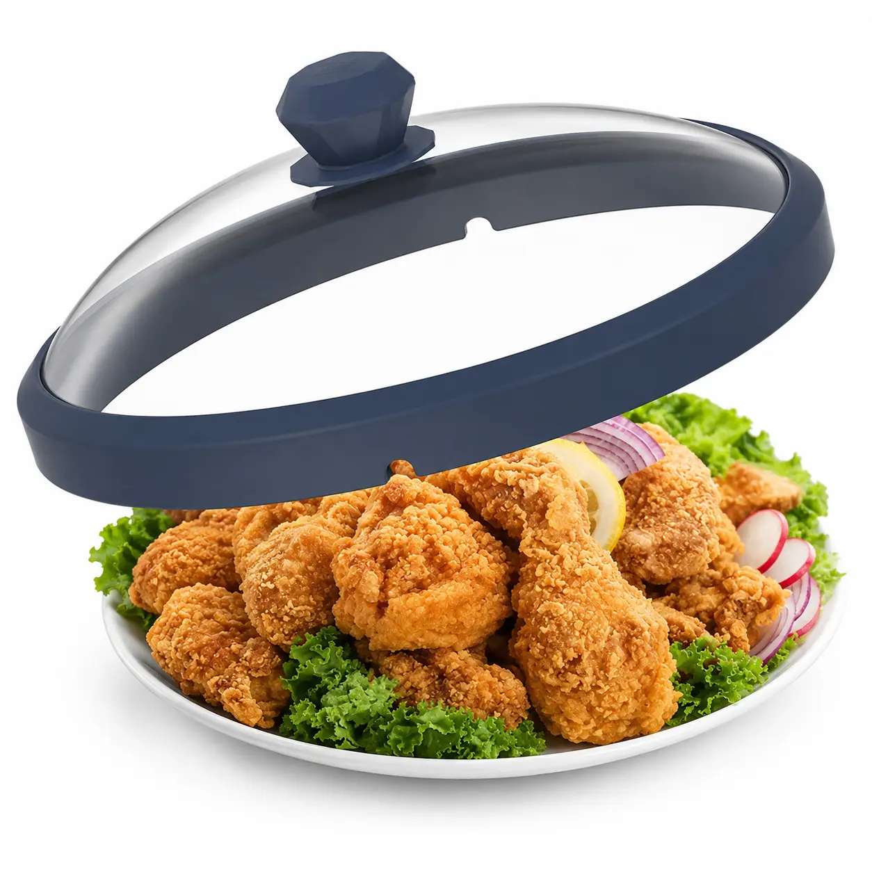 Microwave Tempered Glass Splatter Guard, Kitchen Accessories Round Cover with Anti-Scald Silicone Handle - 10.5in Vented Food Cover, Steam Release Heat-Safe Plate Protector, Anti-Scald Handle