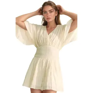 Davi & Dani Batwing Sleeve Waist Belt Romper