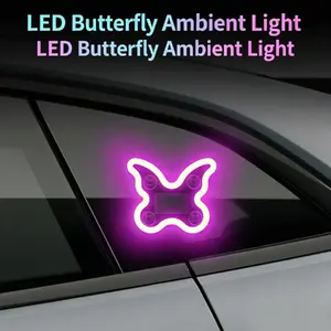 Multi-Mode Butterfly-Shaped Solar Car Atmosphere Light, Suction Cup Mount LED Neon Lamp with Breathing/Flash Modes, Cute Car Decor for Girls & Teens, Waterproof Rear Window Glow Light, Trendy Car Modification Accessories