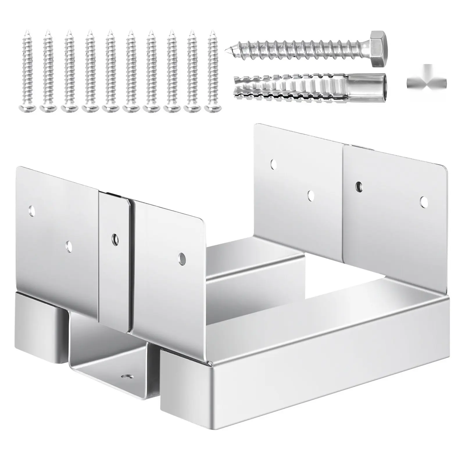 10 Pcs 6x6 Post Base Brackets For Concrete Anchors With Inner Opening Size 5.49 By 5.57 Inches, Heavy Duty Post Bases For Square Fence Posts, Decks, Railings, Porches And Outdoor Structures