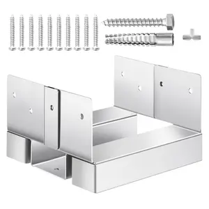 10 Pcs 6x6 Post Base Brackets For Concrete Anchors With Inner Opening Size 5.49 By 5.57 Inches, Heavy Duty Post Bases For Square Fence Posts, Decks, Railings, Porches And Outdoor Structures